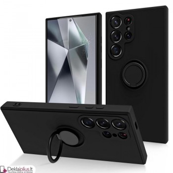 Švelnaus silikono dėklas su žiedu - juodas (Samsung S24 Ultra) Švelnaus silikono dėklas su žiedu - juodas (Samsung S24 Ultra)